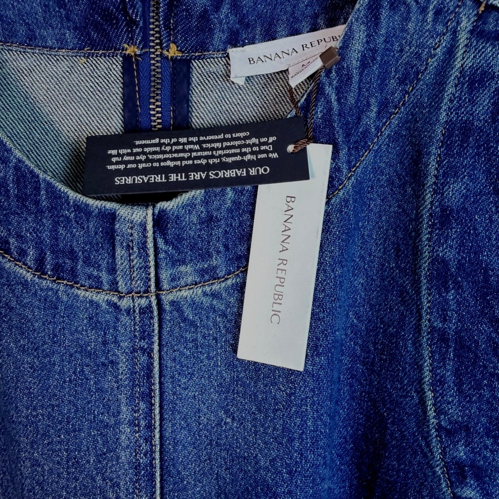Banana Republic Jean Midi Dress M Zip Sleeveless Utility Western Casual Denim - Picture 4 of 11